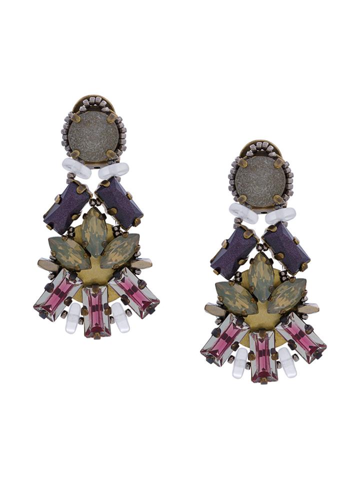 Cityshop Embellished Clip-on Earrings - Pink & Purple