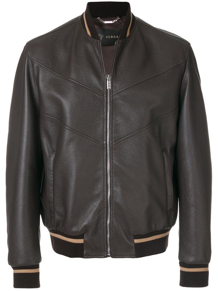 Versace Cubist Logo Bomber - Brown
