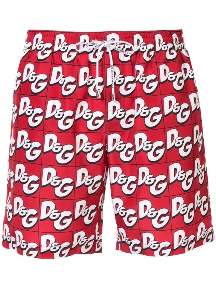 Dolce & Gabbana Mid-length Logo Shorts - Hsw07 D & G Fdo. Rosso