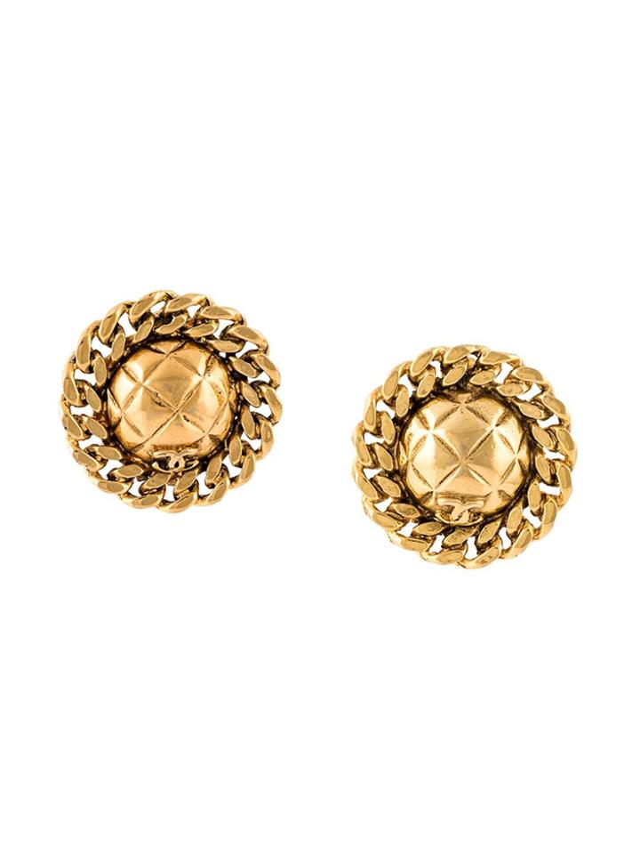Chanel Vintage Chain Orb Clip-on Earrings - Metallic