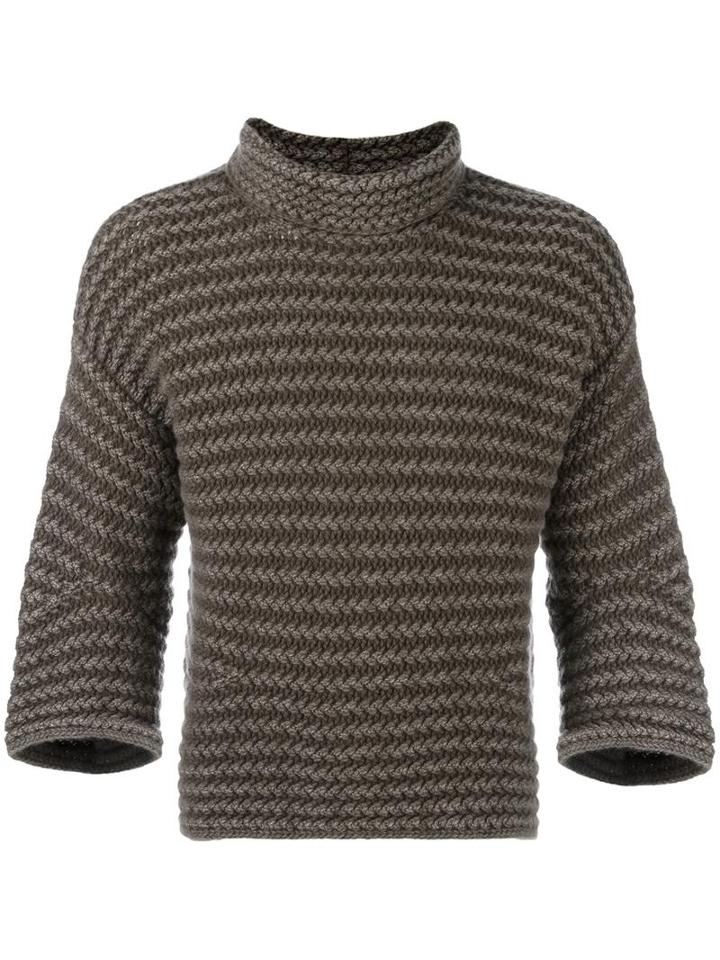 Iris Von Arnim Ribbed Jumper, Men's, Size: Small, Brown, Cashmere