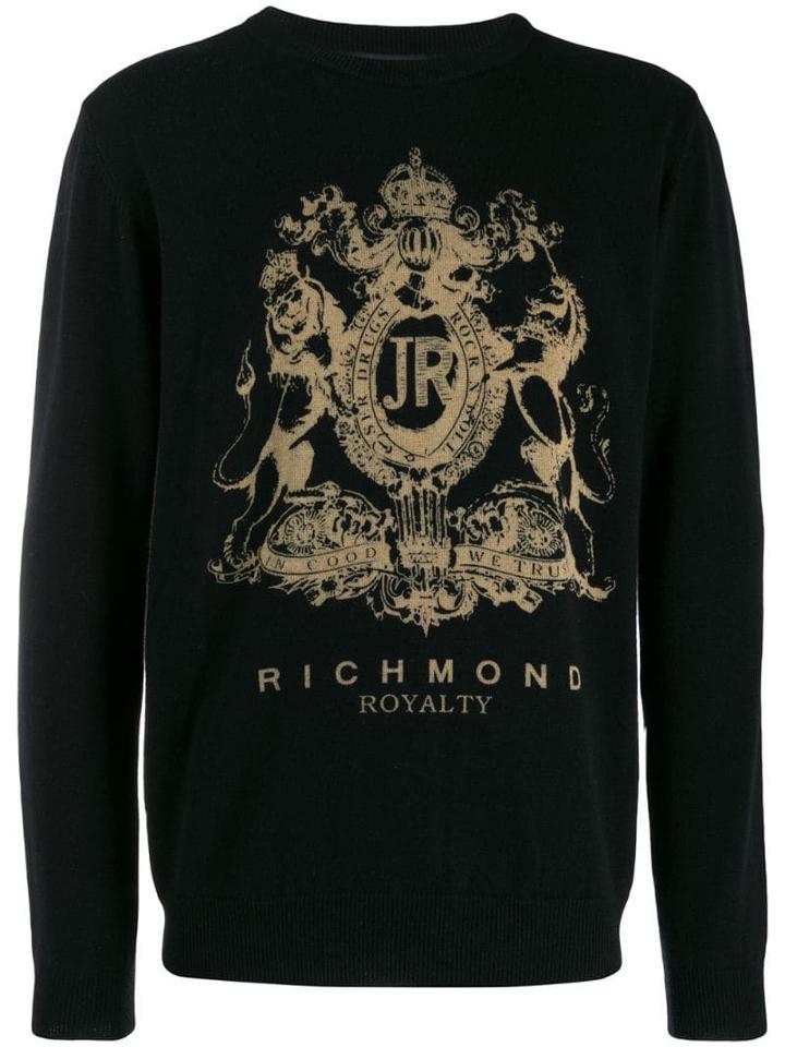 John Richmond Zerizer Intarsia Logo Sweater - Black