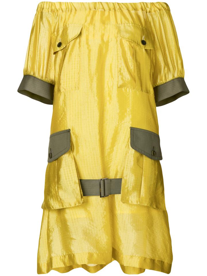 Sacai Contrast Trim Dress - Yellow & Orange