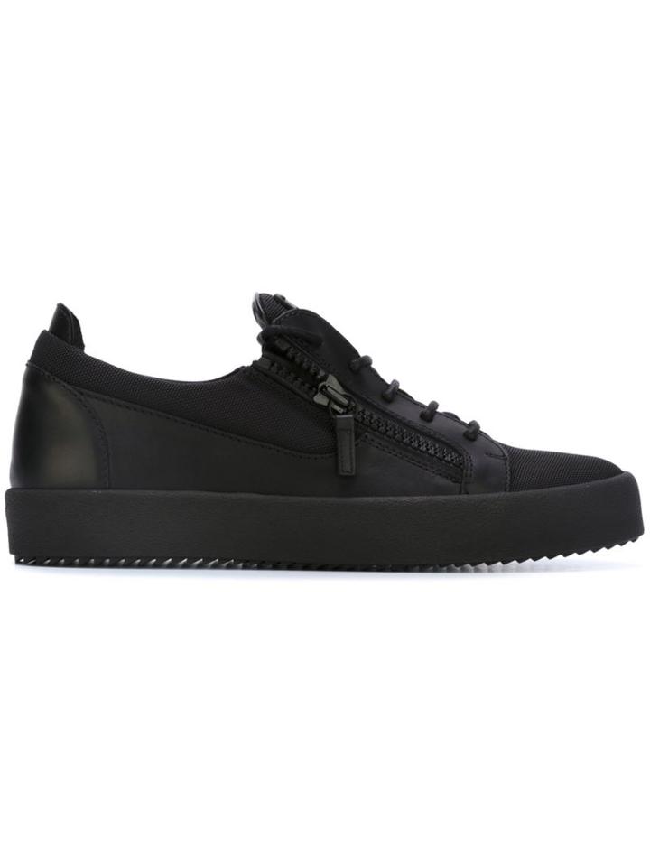 Giuseppe Zanotti Design Frankie Low-top Sneakers, Men's, Size: 44, Black, Leather/nylon/rubber
