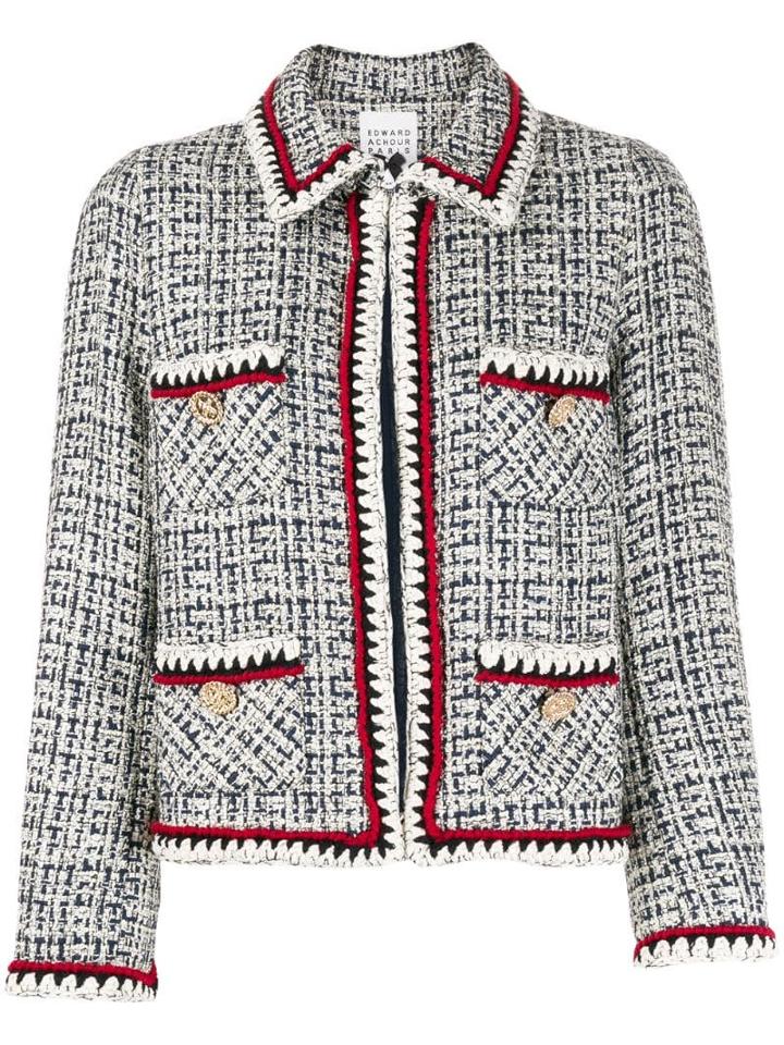Edward Achour Paris Tweed Collared Jacket - Blue