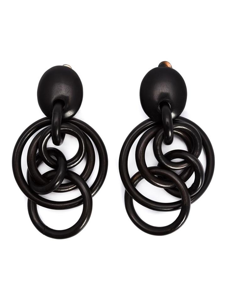Monies Linked Hoops Clip On Earrings, Women's, Black