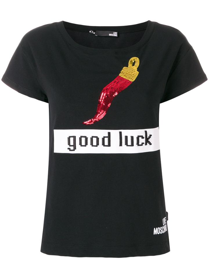 Love Moschino Good Luck Chilli T-shirt - Black