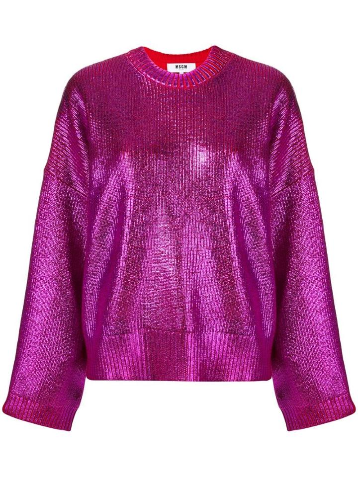 Msgm Metallic Knit Jumper - Pink