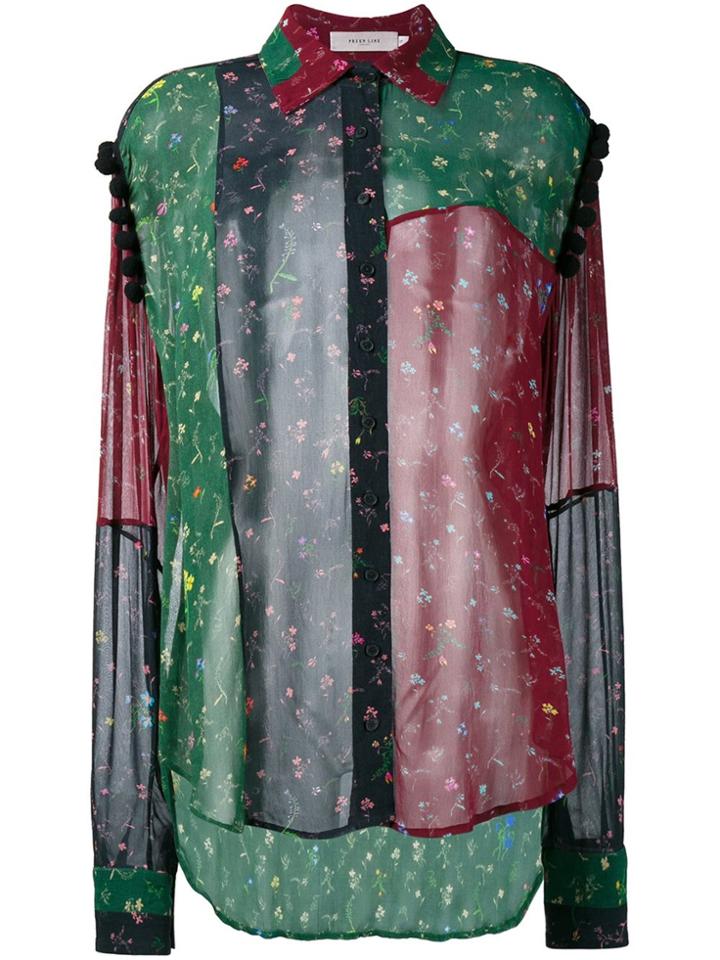 Preen Line Sheer Printed Patchwork Shirt - Multicolour