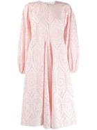 Ganni Broderie Anglaise Flared Dress - Pink
