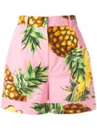 Dolce & Gabbana Pineapple Print Shorts, Women's, Size: 36, Pink/purple, Cotton