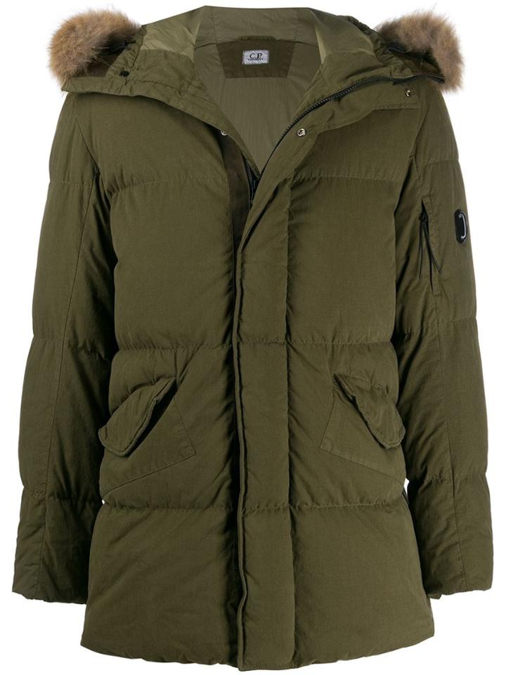 Cp Company Hooded Feather Down Jacket - Green