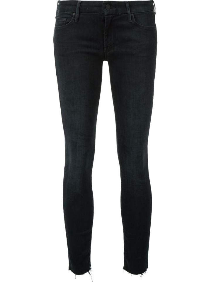 Mother Frayed Ankle Skinny Jeans, Women's, Size: 28, Black, Cotton/polyester/spandex/elastane
