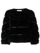 Dvf Diane Von Furstenberg Cropped Ribbed Jacket - Black