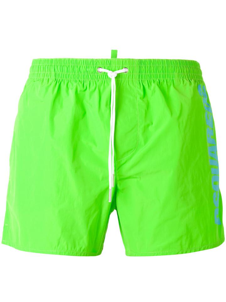 Dsquared2 Side Logo Swim Trunks, Men's, Size: 48, Green, Polyester