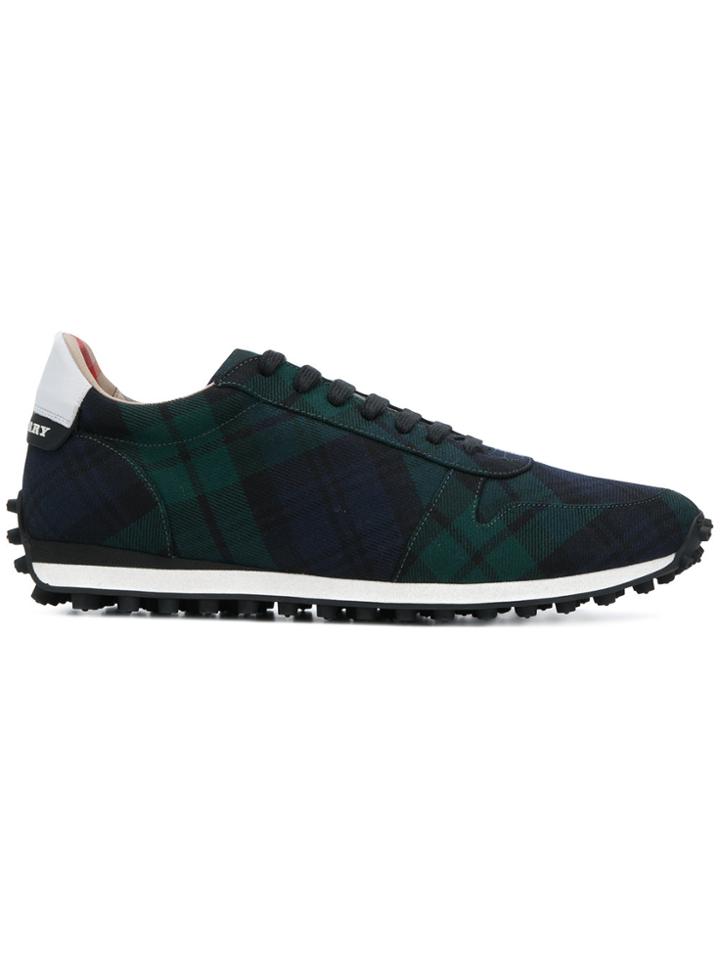 Burberry Designer Checkered Sneakers - Blue