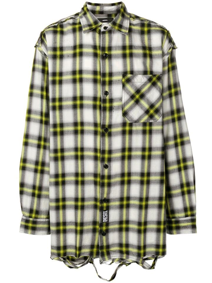 Diesel Ripped Plaid Shirt - Black