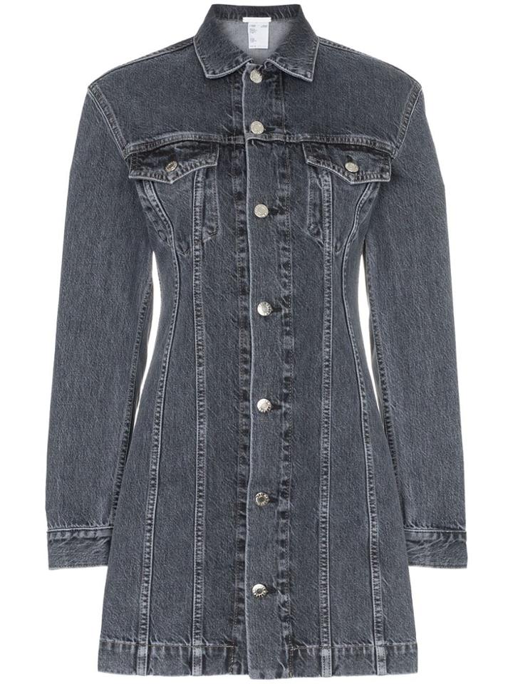 Helmut Lang Collared Denim Mini Dress - Black