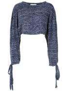 Giuliana Romanno Long Sleeves Cropped Top - Blue