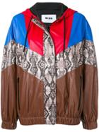 Msgm Patterned Oversized Hooded Jacket - Brown