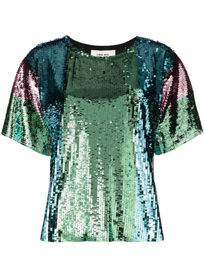 Circus Hotel Sequin Shortsleeved Blouse - Green