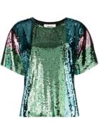 Circus Hotel Sequin Shortsleeved Blouse - Green