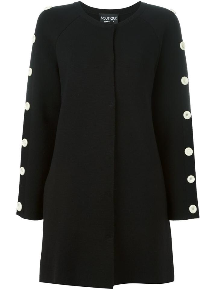 Boutique Moschino Button Detail Knit Jacket, Women's, Size: 42, Black, Virgin Wool