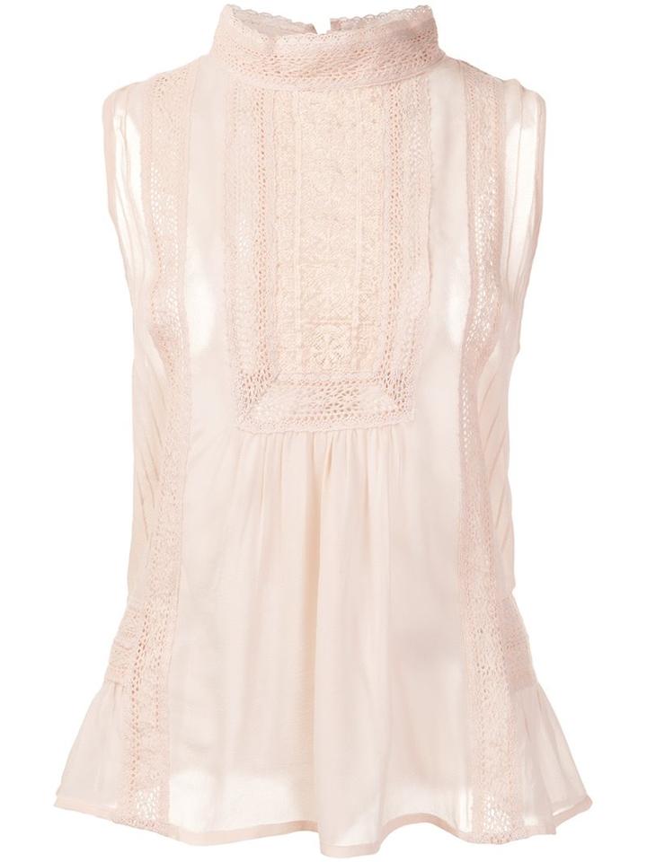 Joie High Neck Sheer Blouse