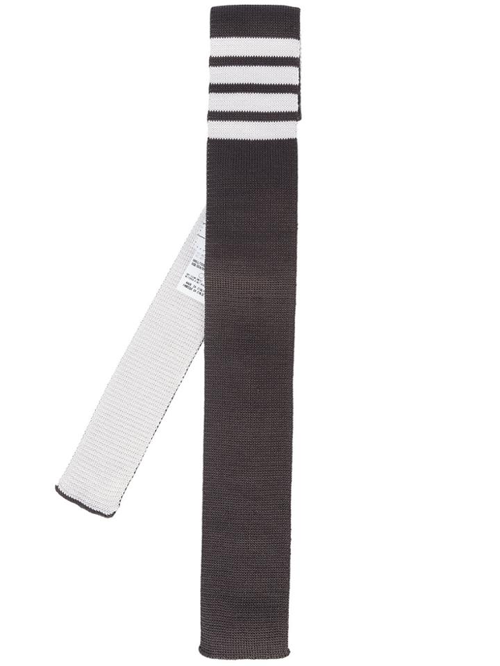 Thom Browne Knitted Stripe Tie - Grey