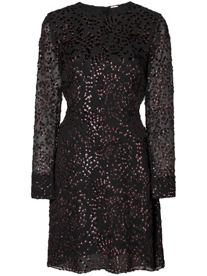 Adam Lippes Lurex Velvet Long Sleeve Fitted Dress - Black
