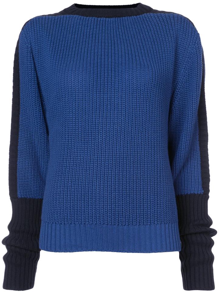 Preen Line Contrast Sleeve Jumper - Blue