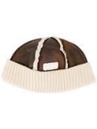 Gcds Ribbed Shearling Hat - Brown