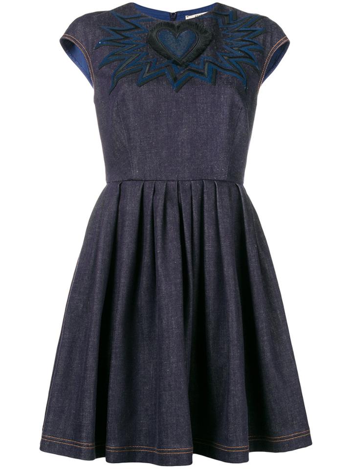 Fendi Chambray Heart Mini Dress - Blue