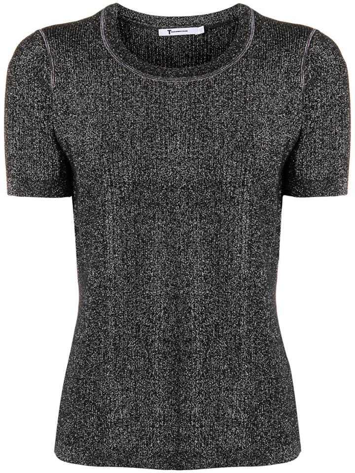 T By Alexander Wang Short Sleeve Knit Top - Black