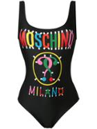 Moschino Low Back Swimsuit, Women's, Size: 42, Black, Polyester/spandex/elastane