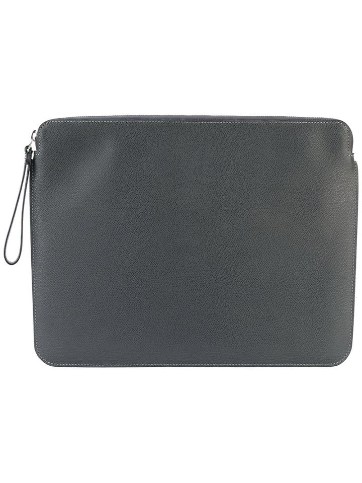 Valextra - Zipped Clutch - Men - Calf Leather - One Size, Black, Calf Leather