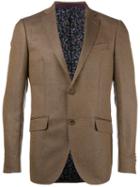 Etro Zig Zag Pattern Blazer, Men's, Size: 48, Brown, Silk/linen/flax/wool