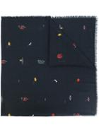 Gucci - Embroidered Scarf - Men - Cotton/modal - One Size, Black, Cotton/modal