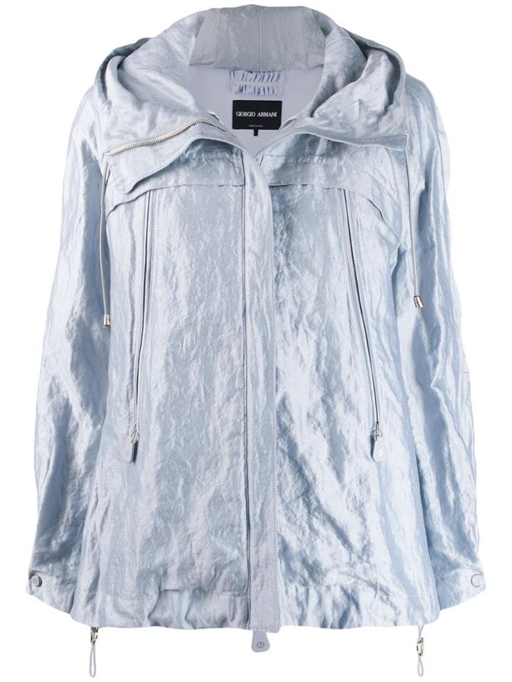 Giorgio Armani Zip Up Metallic Jacket - Blue