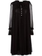 Philosophy Di Lorenzo Serafini Semi Sheer Pleated Dress, Women's, Size: 40, Black, Cotton/polyamide/polyester