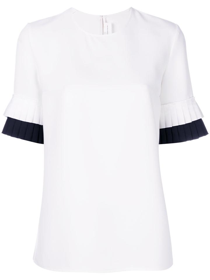 Victoria Victoria Beckham - Pleat Sleeve Top - Women - Polyester - 12, Black, Polyester