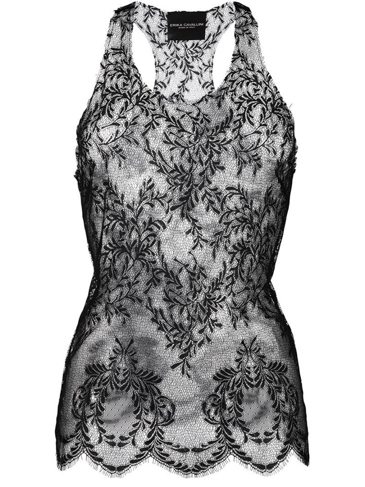 Erika Cavallini Scalloped Hem Lace Tank