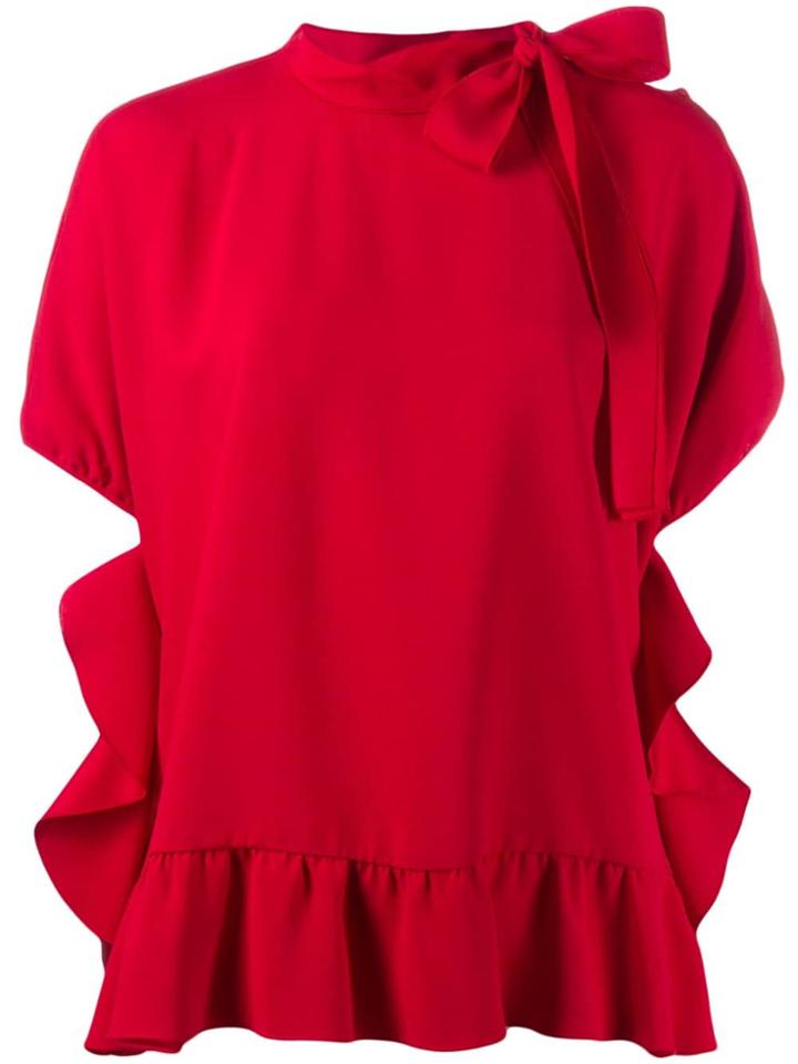 Red Valentino Tie Neck Ruffled Blouse