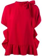Red Valentino Tie Neck Ruffled Blouse