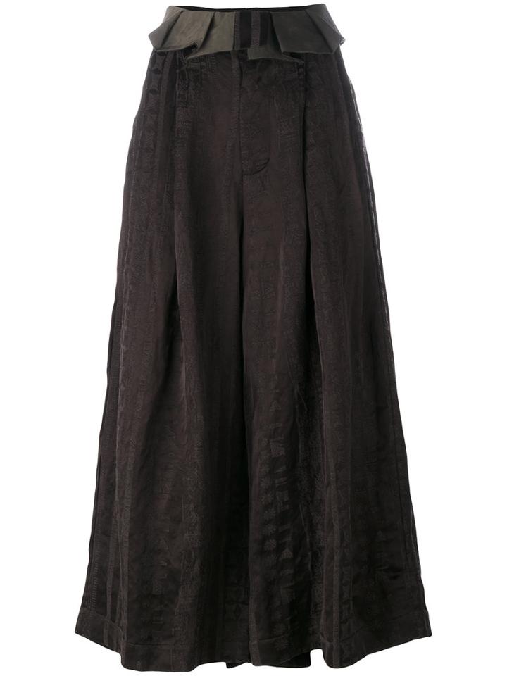 Uma Wang Wide Leg Cropped Pants, Women's, Size: Small, Black, Linen/flax/viscose/cupro