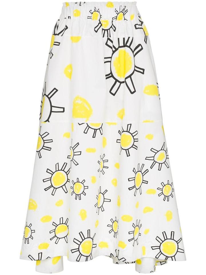 Mira Mikati Sun Doodle Print Midi Skirt - White