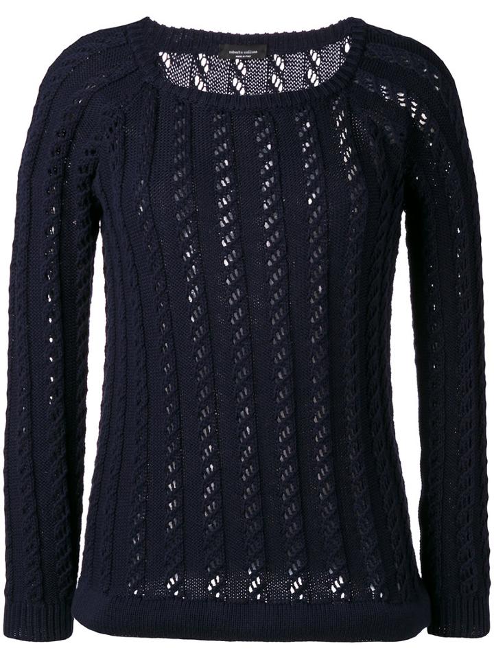 Roberto Collina Cable Knit Jumper, Women's, Size: Small, Blue, Cotton