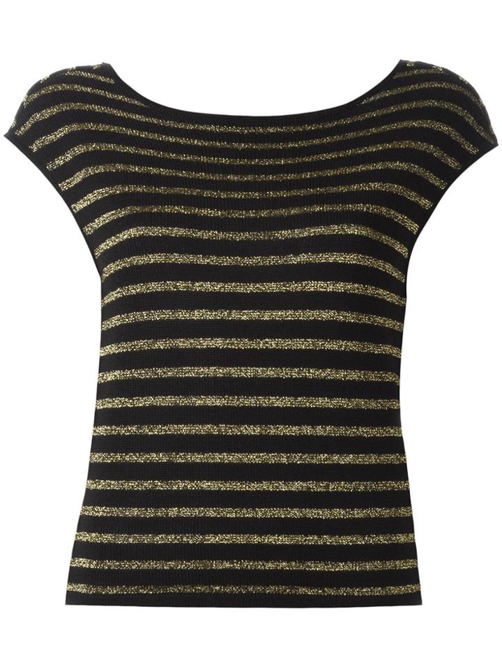 Saint Laurent Striped Knitted Top - Black
