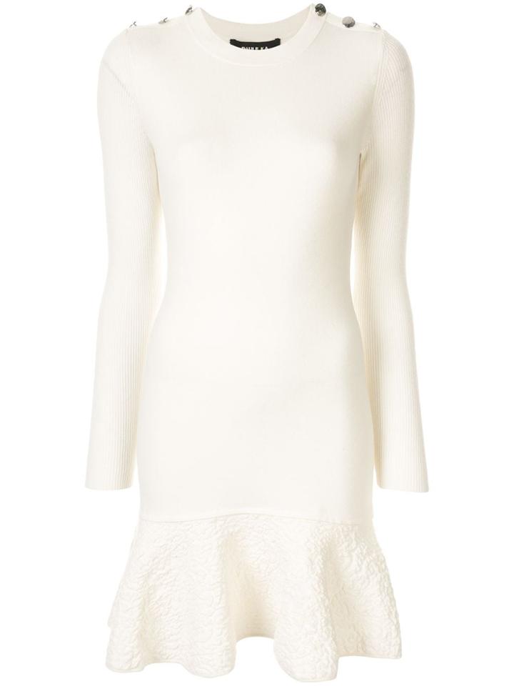 Paule Ka Ls Knit Drs Rib Ptn Vs Floral Jq Ruffled Btm 3 Btn Deco On