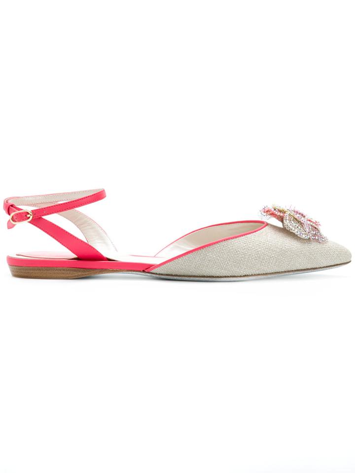 René Caovilla Slingback Flat Ballerinas - Nude & Neutrals